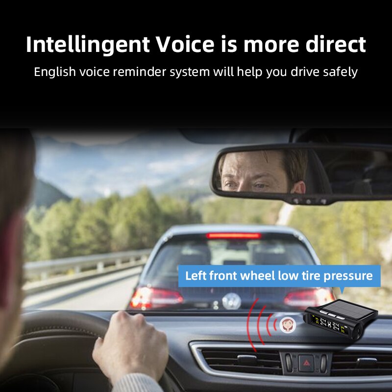 Jansite Auto Tpms Autoband Alarm Druk Sensor Solar Power Auto Alarmsysteem Bandenspanning Sensoren Met Voice Herinnering
