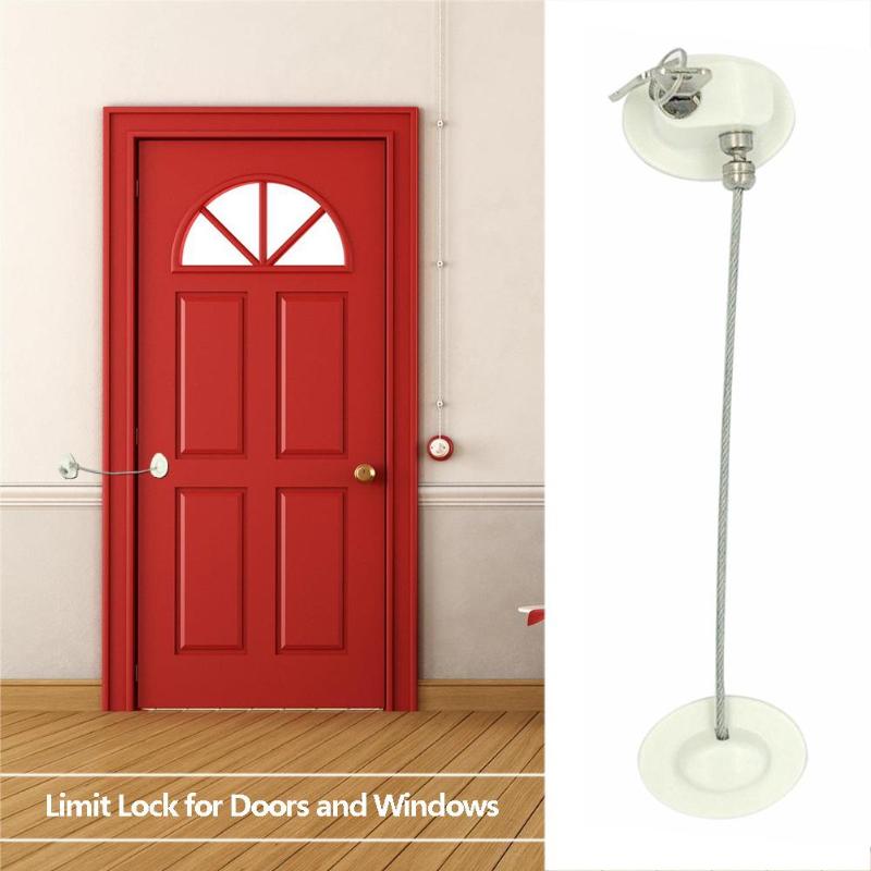 ドア窓ロック安全リストリクタプレート子ルーム窓停止ドアリストリクタプレートセキュリティケーブルロック安全盗難防止ロックキー Grandado
