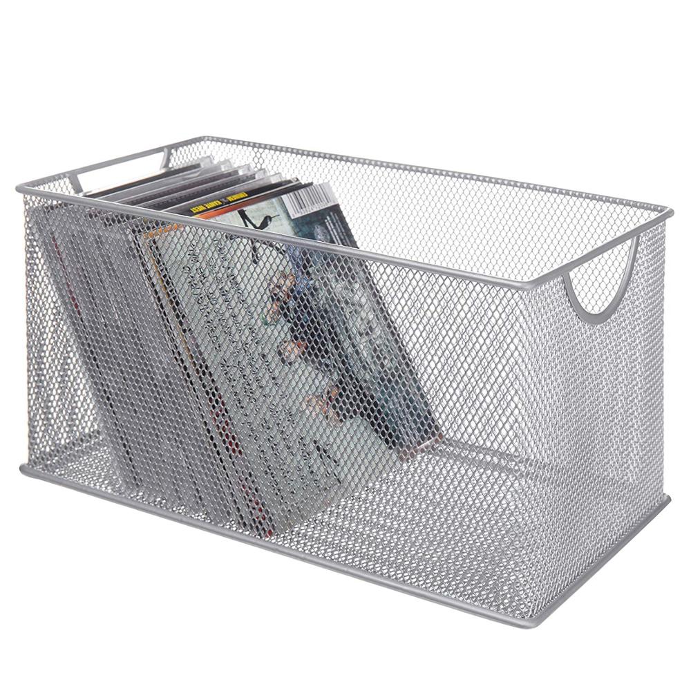 Metal mesh cd kurv holder disk organizer skrivebord opbevaring bin boks til hjemmekontor papirvarer