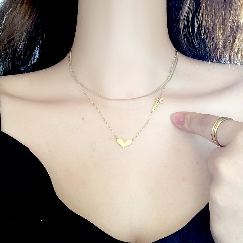 Collane a catena a forma di cuore a doppio strato in acciaio inossidabile 316L di moda per le donne parole amano i regali alla moda dei gioielli del partito del Choker