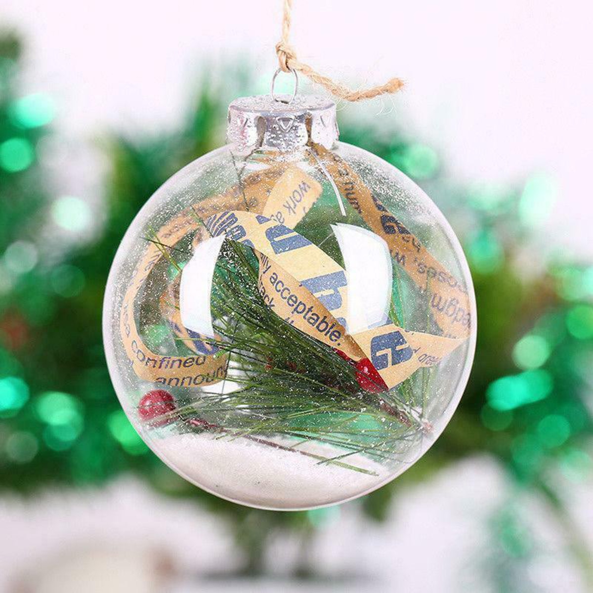 1PC Clear Glass Style Seamless Plastic Bauble Christmas Tree Party Home Decor Christmas Ball Ornaments