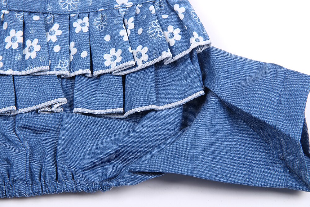 Dog Cat Dress Jean Floral Dress Pet Dog Jumpuit Pet Puppy Strap Skirt Spring/Summer Clothes Apparel