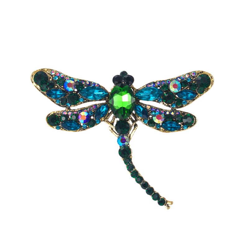 6 stück baiduqiandu Vintage Libelle Broschen für Frauen Große Insekten Kleid Mantel Pins Zubehör Nette Schmuck: gold green  x 6