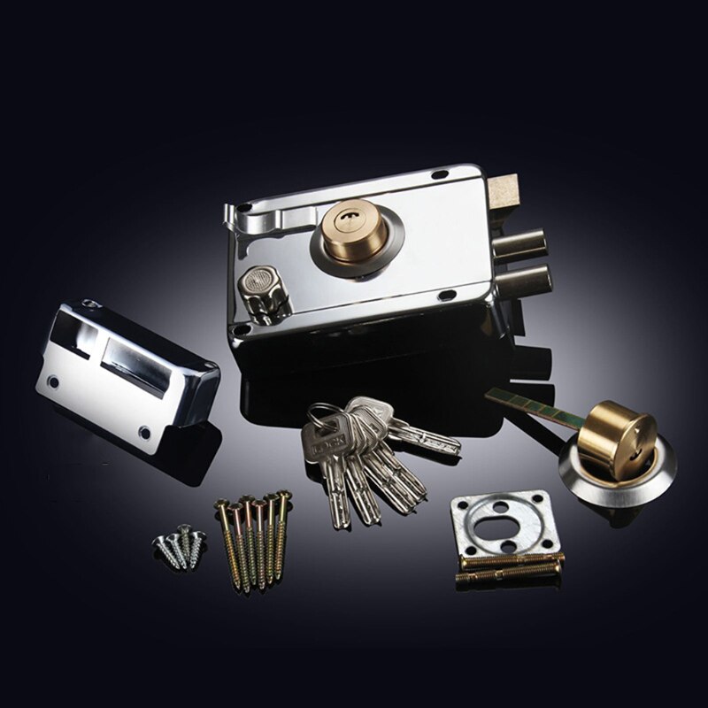 Cerradura de puerta de hierro forjado para Exterior, de media luna candado antirrobo de seguridad con llave, cerradura de puerta de madera, Hardware, cerradura de puerta de dormitorio para el hogar