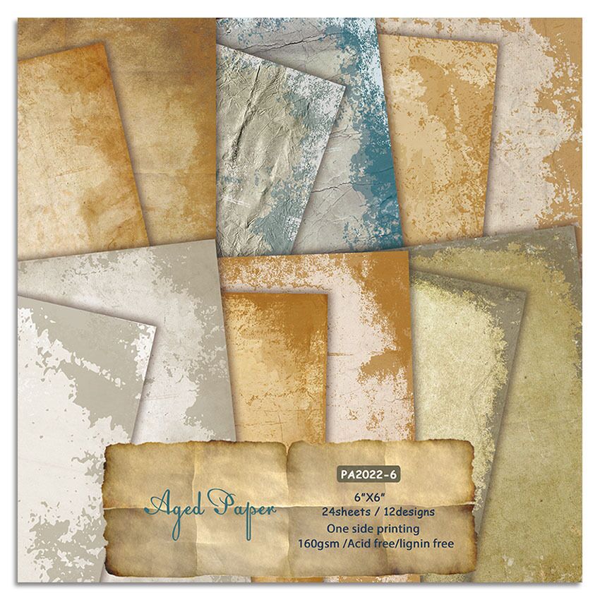 Aged paper Scrapbooking paper pack of 24 sheets handmade craft paper craft Background pad 0493