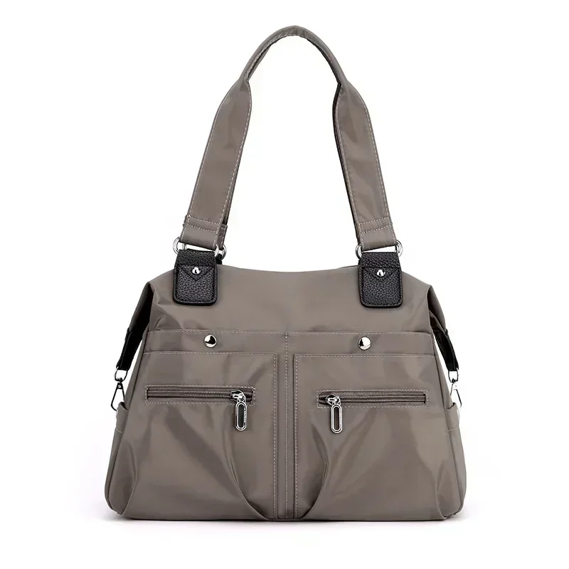 Tote taske håndtaske skuldertaske til kvinder nylon vandtæt stor kapacitet shopping crossbody taske dame messenger tasker håndtasker: Brun