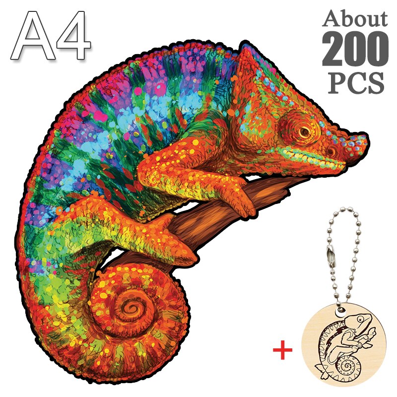 Puzzle caméléon 3D En Bois pour enfant et adulte, jeu de magie, Puzzle éducatif, du nouvel an: BSL-05-A4