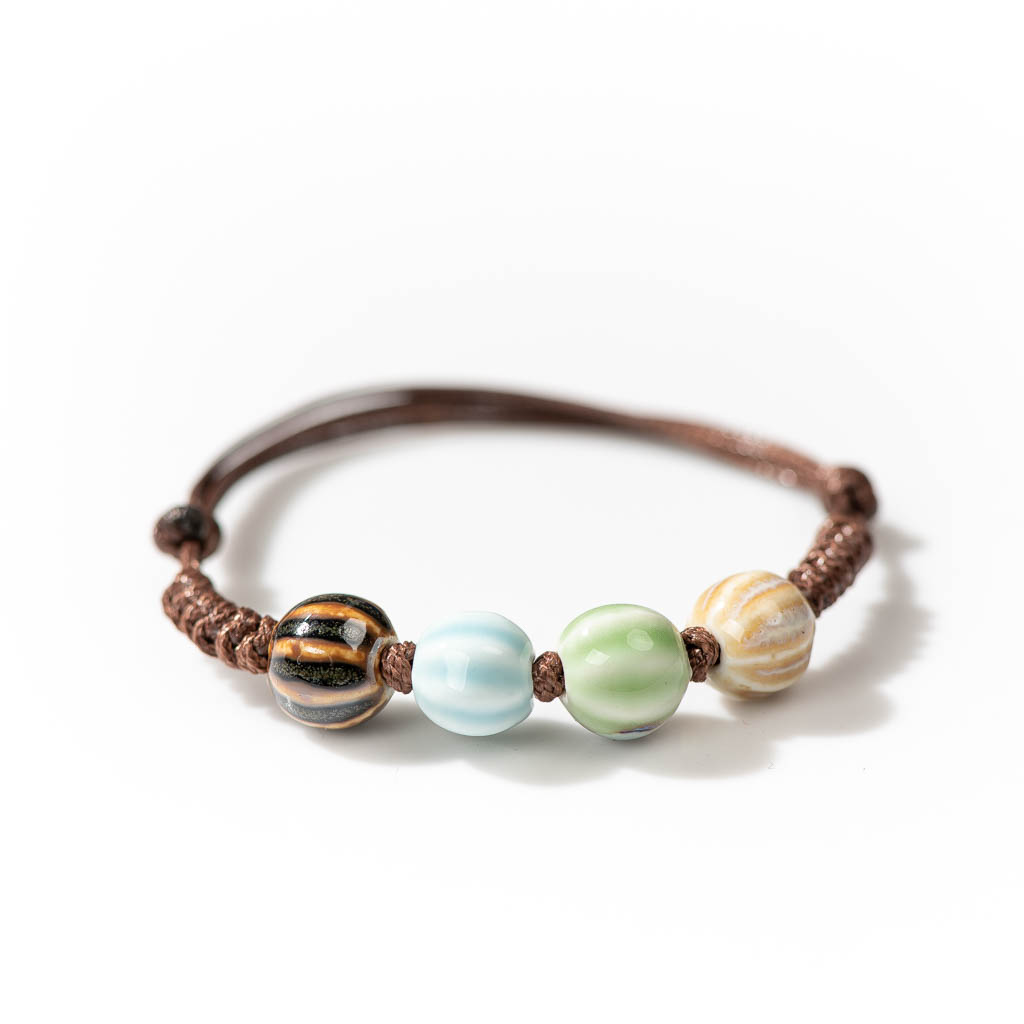 Handgemaakte Keramische Retro Stijl Kralen Maat Verstelbaar Armband Lage Prijs Items 1H504: VERMEIL