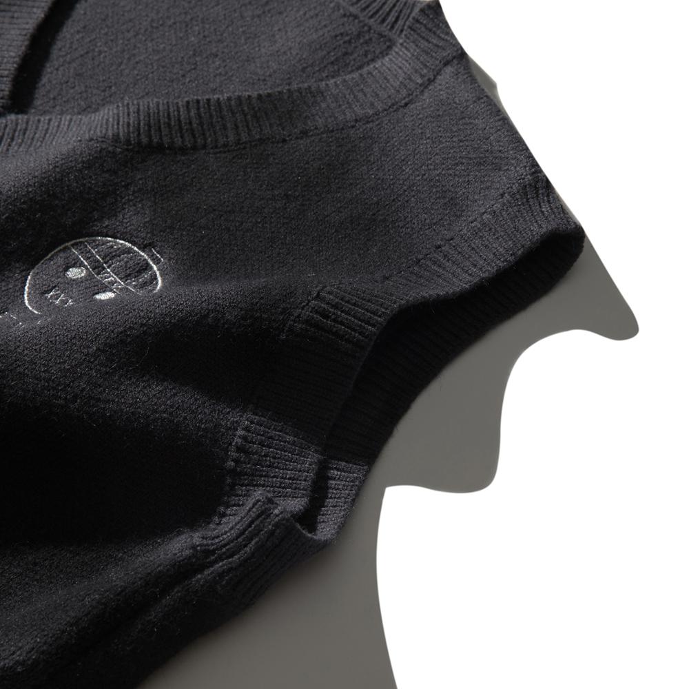 Suéter Chaleco de retales con cuello en V bordado degradado sin mangas, Tops tejidos, chalecos para hombres holgado de talla grande Harajuku que combina con todo