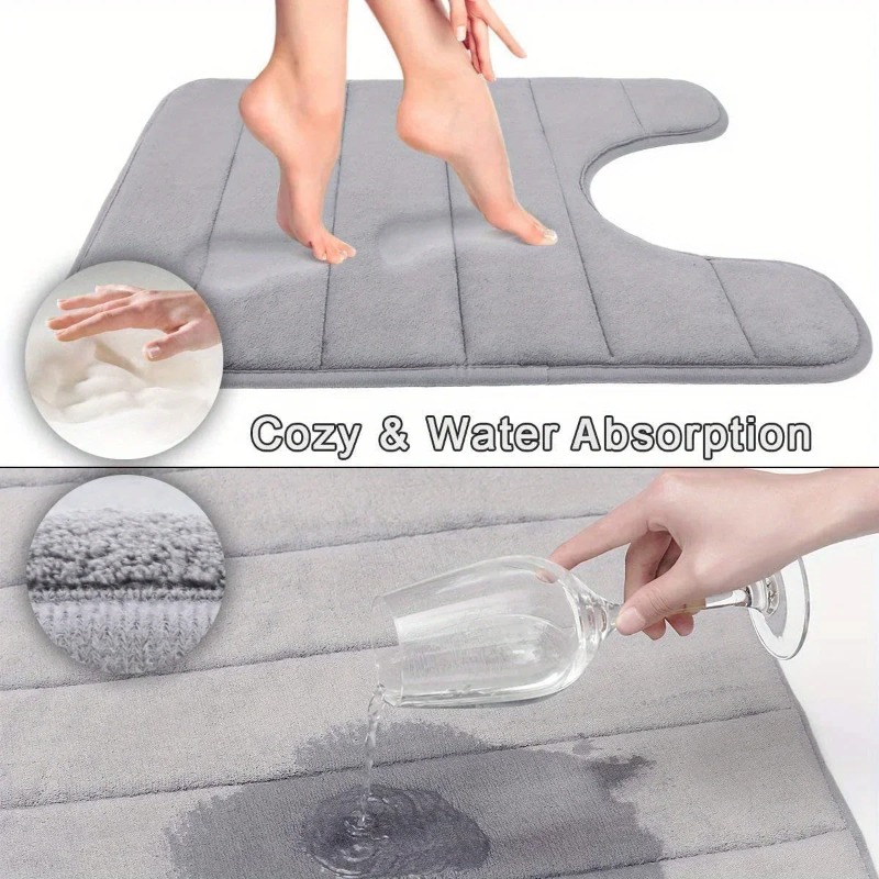Memory-Schaum U-förmige Toilettenmatte Rutschfeste Superabsorbierende Badezimmermatte Badteppich für Badezimmerdekoration