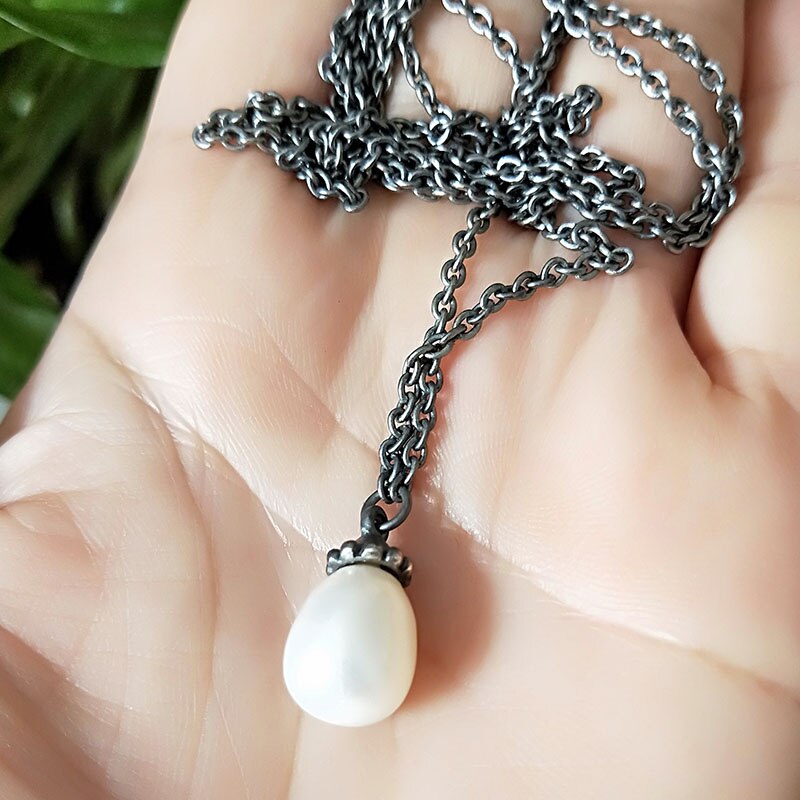 Collier en argent Sterling 925 non Original, bijou avec pendentif en perles blanches, bijoux sans perles