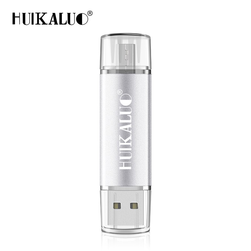 Unidad flash USB de alta velocidad, Memoria OTG de alta velocidad, 64 GB, 32 GB, 16 GB, 8 GB, 4 GB, almacenamiento externo, doble aplicación, Micro USB: 128 GB / silver