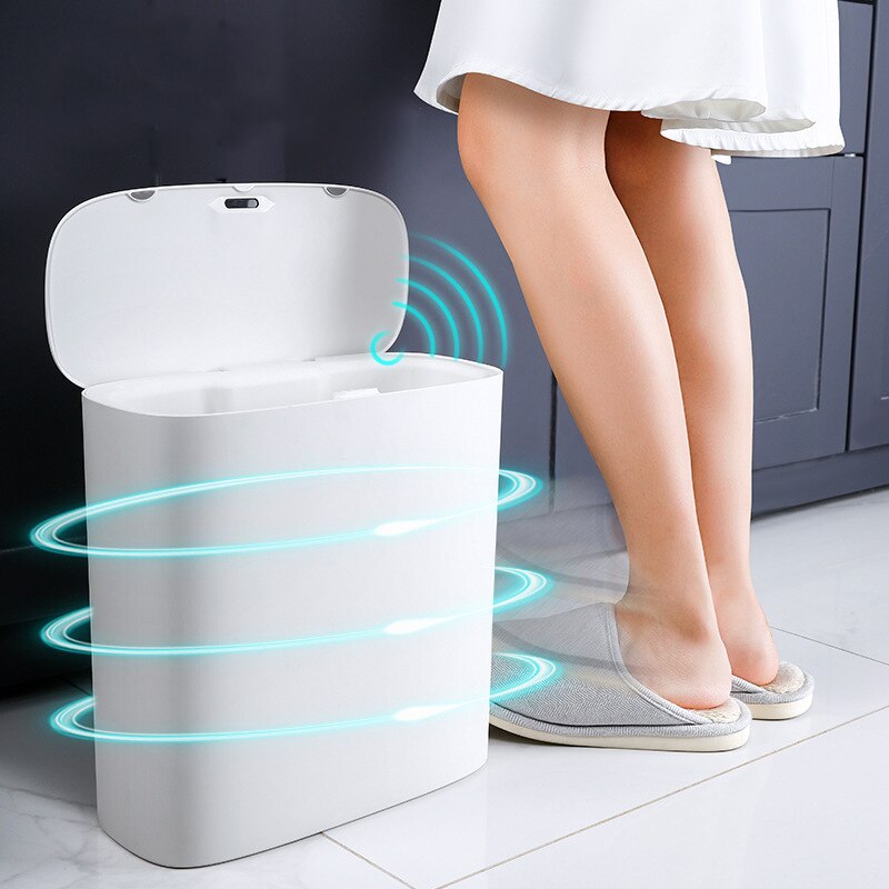 Smart Sensor Prullenbak Elektronische Automatische Huishoudelijke Badkamer Wc Waterdicht Smalle Naad Sensor Bin Smart Home-Prullenbak