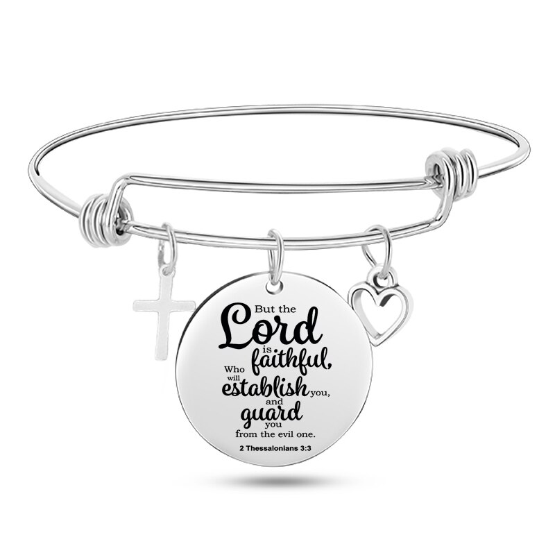 Moda grawerowane biblia Psalm ze stali nierdzewnej stalowa bransoletka krzyż serce Charms bransoletki regulowane bransoletki biżuteria chrześcijańska