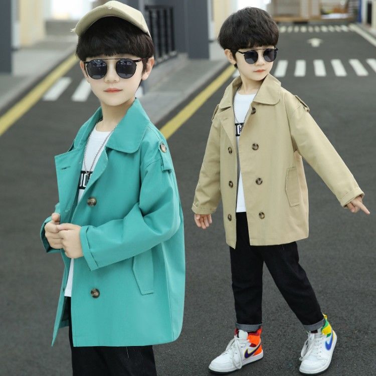 2022 Boys Trench Coats Casual Jackets Baby Boy Kids Spring Autumn Long Jacket Clothes Children Overcoats 4-14age