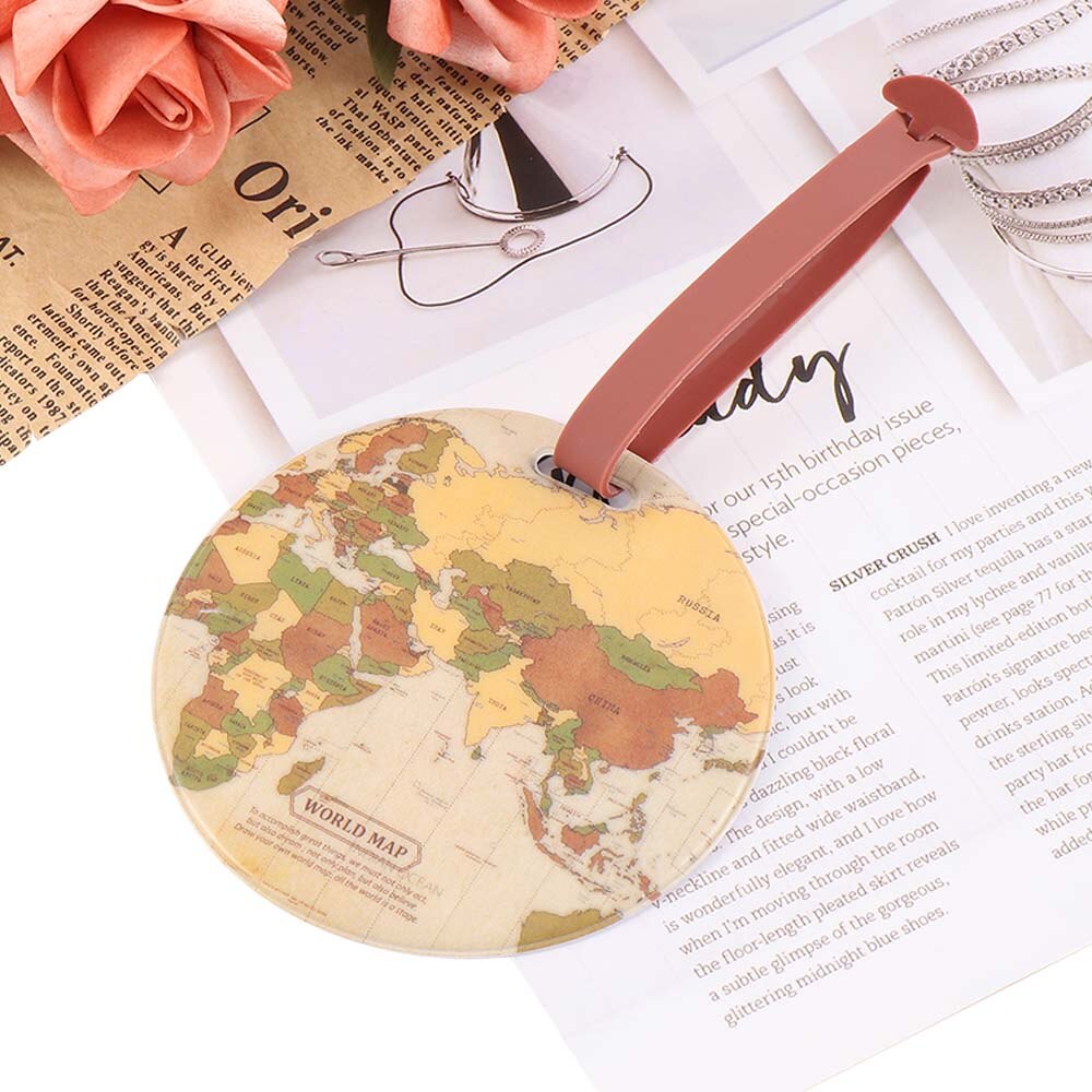 Creatieve Bagagelabel Global Map Silica Koffer ID Adres Holder Identifier Bagage Boarding Tags Draagbare Reizen Accessoires: coffee