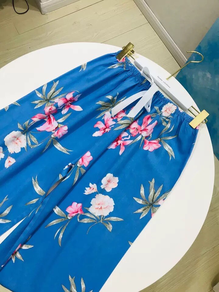 Vrouwen Zomer Slaap Bodems Homewear Slaap Broek Bloemenprint Pyjama Broek Katoen Comfortabele Brede-Been Elastische Ouc129: 7