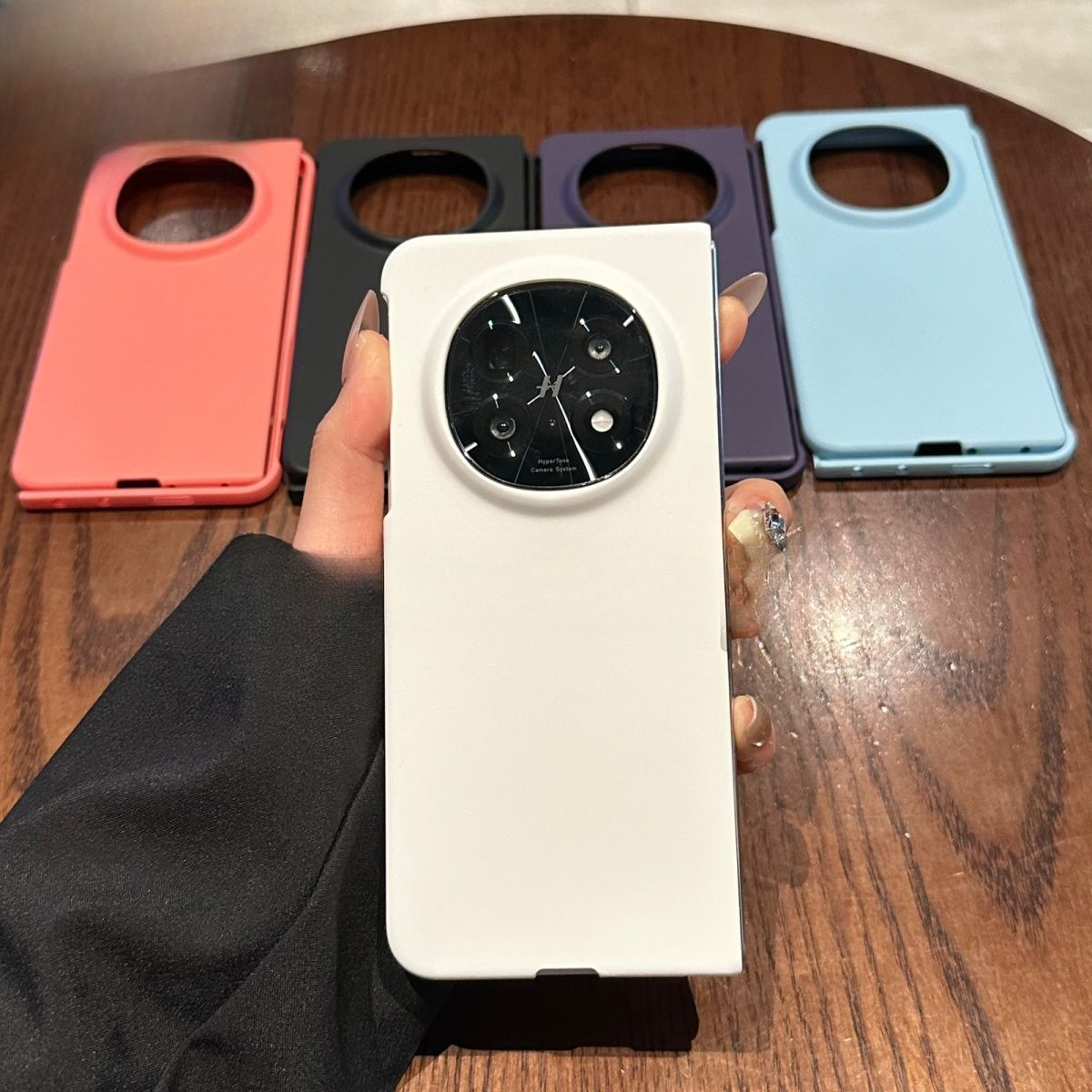 Voor OPPO Find N5-hoes Opvouwbaar Modieus en gepersonaliseerd Effen kleur PC Huidvriendelijke hoes voor OPPO Find N5 Schokbestendige bumper