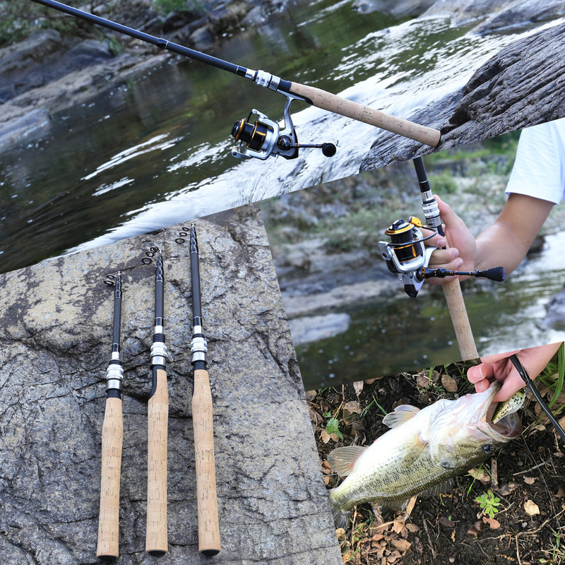 Sougayilang 1.8 M-2.4 M canne à pêche poids ultra-léger poignée en liège canne à pêche canne en carbone filature canne de voyage carpe matériel de pêche