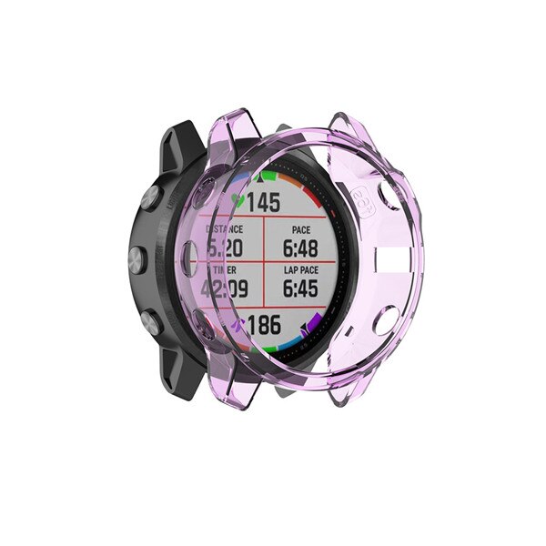 Protection Cases For Garmin Fenix 6 Fenix 6S 6X Soft Crystal Clear TPU Protector Case Cover Frame Smart watch accessories Shell: Purple  / For Garmin Fenix 6X
