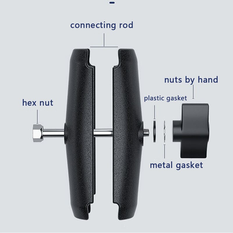 Double Socket Arm with 1 inch Ball Base Mount Motorcycle Camera Extension