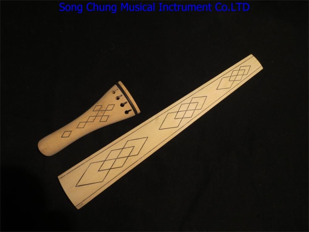 Baroque style nature maple 4/4 violin fingerboard /tailpieces,carved