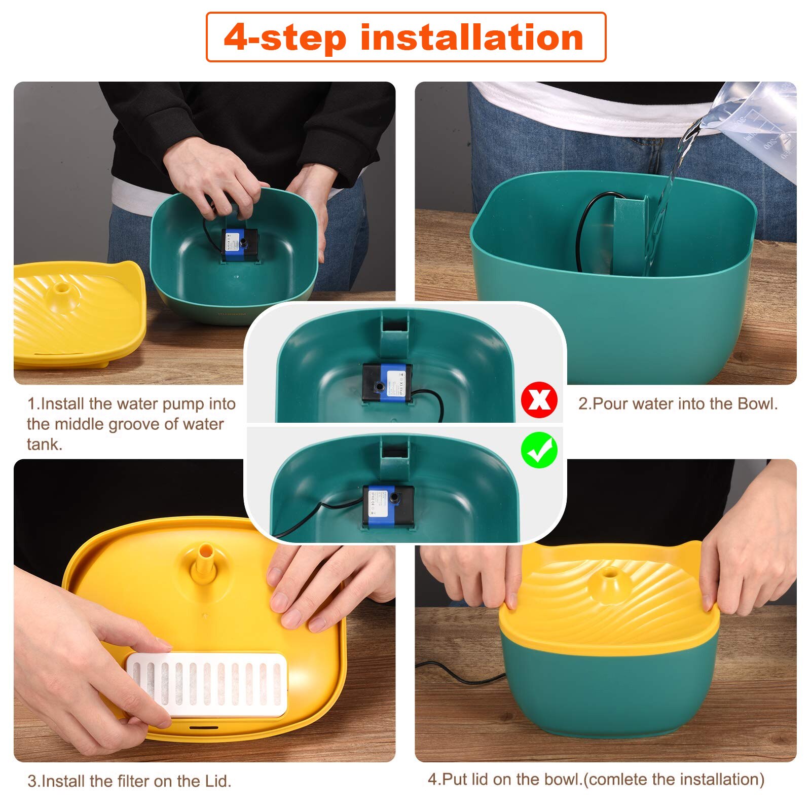 2.5L Pet Water Dispenser Filter USB Powered Super Quiet Automatic Drinking Fountain Water Feeder Pets Dogs Cats Small Animals