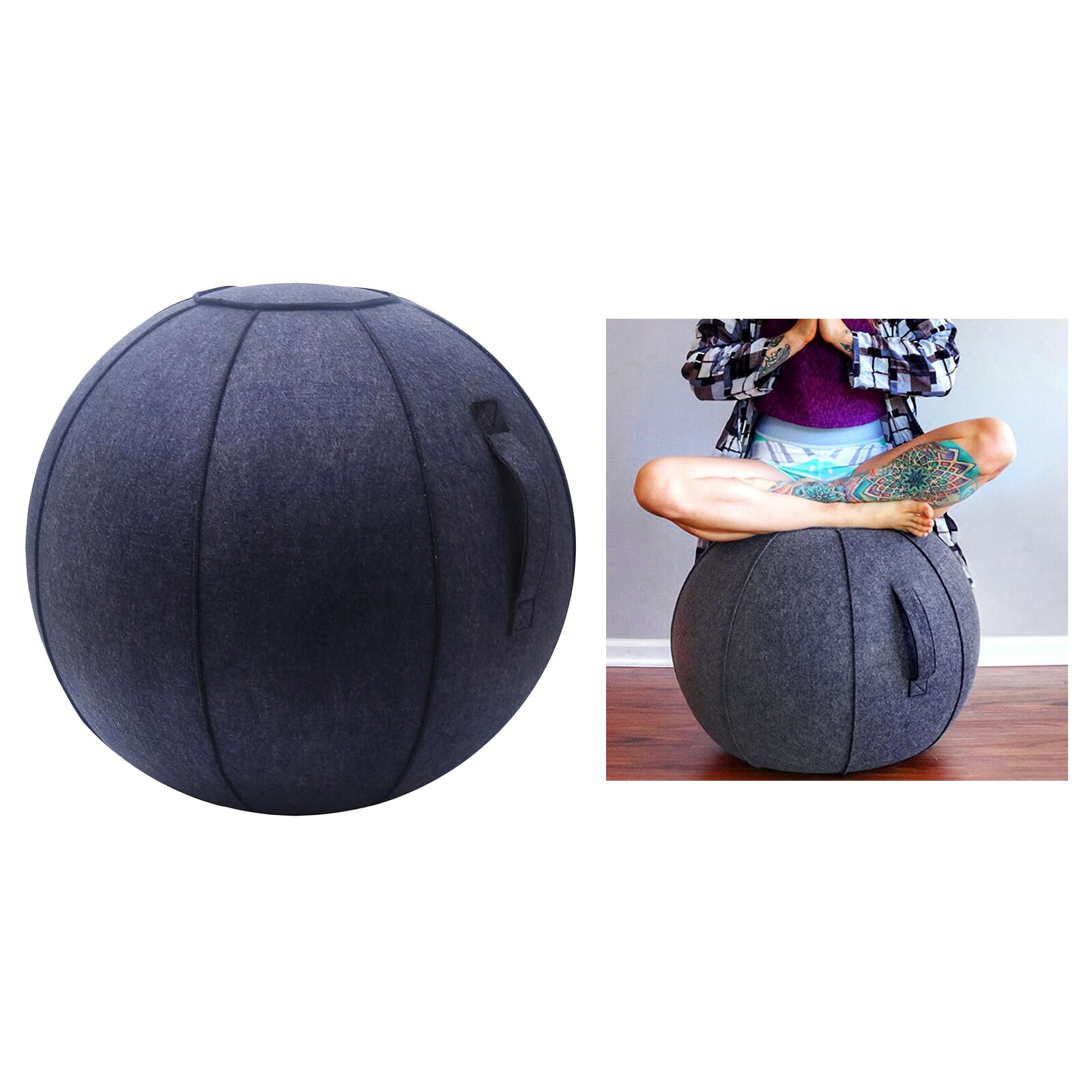 65Cm Vilt Zitten Bal Stoel Bescherming, duurzaam Self-Staande Oefening Bal Balance Pilates Yoga Ballen Huid Cover Met Handvat