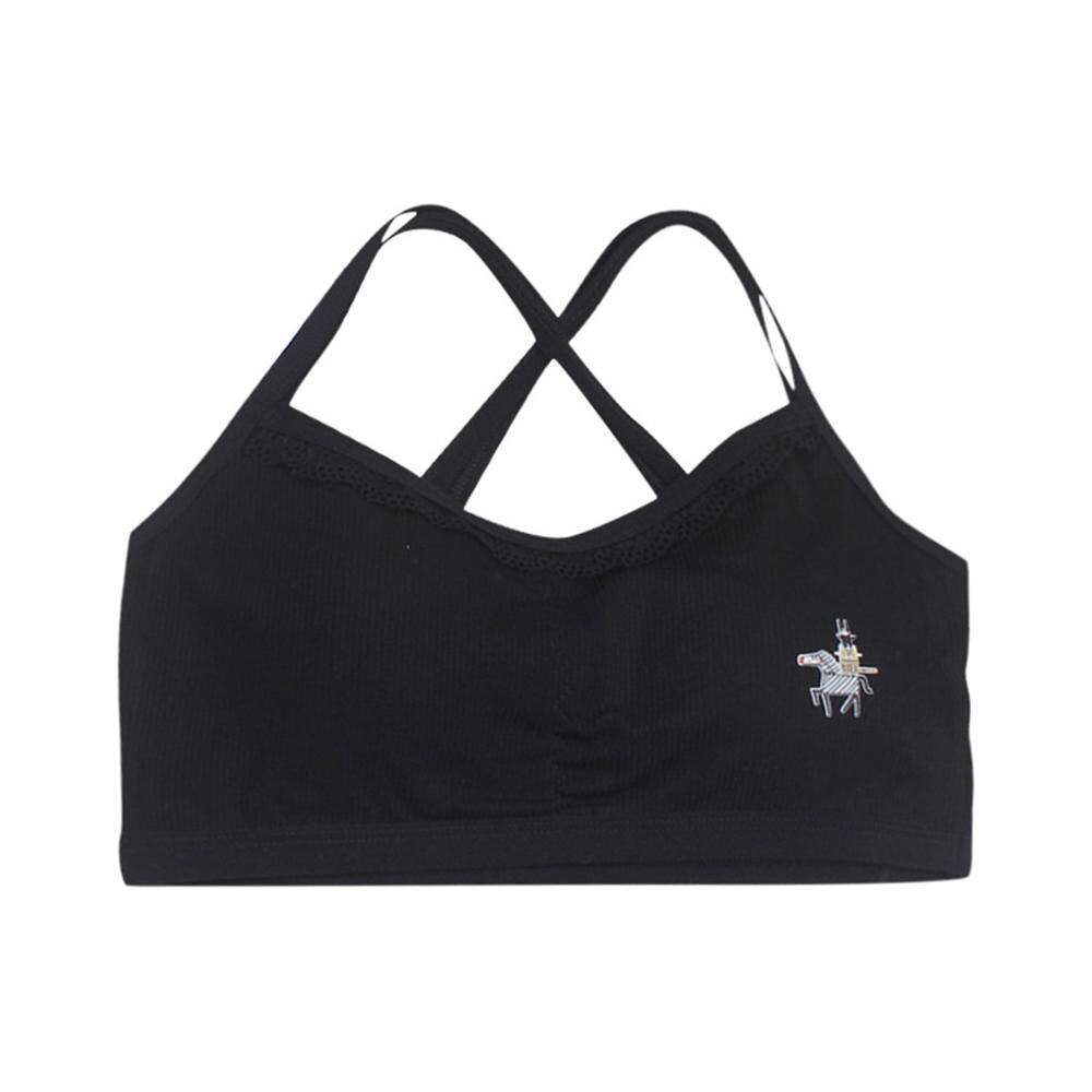 Summer Thin Girl Training Bra For Girls Teenagers Underwear Puberty Young Girls Small Bras Children Sport Undies Clothes: Black