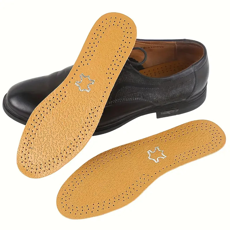 1 Pair Leather Leisure Insoles for Shoes Ultra thin Deodorization Breathable Shock Absorption Cushion Sole Insert