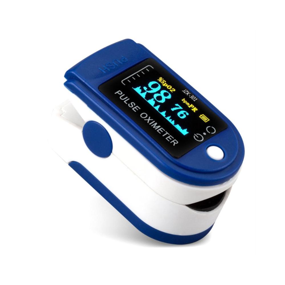 1 stk fingeroximeter bærbar pulsoximeter pulsmåler med led alarmskærm måling spo 2 pr og pi: Blå