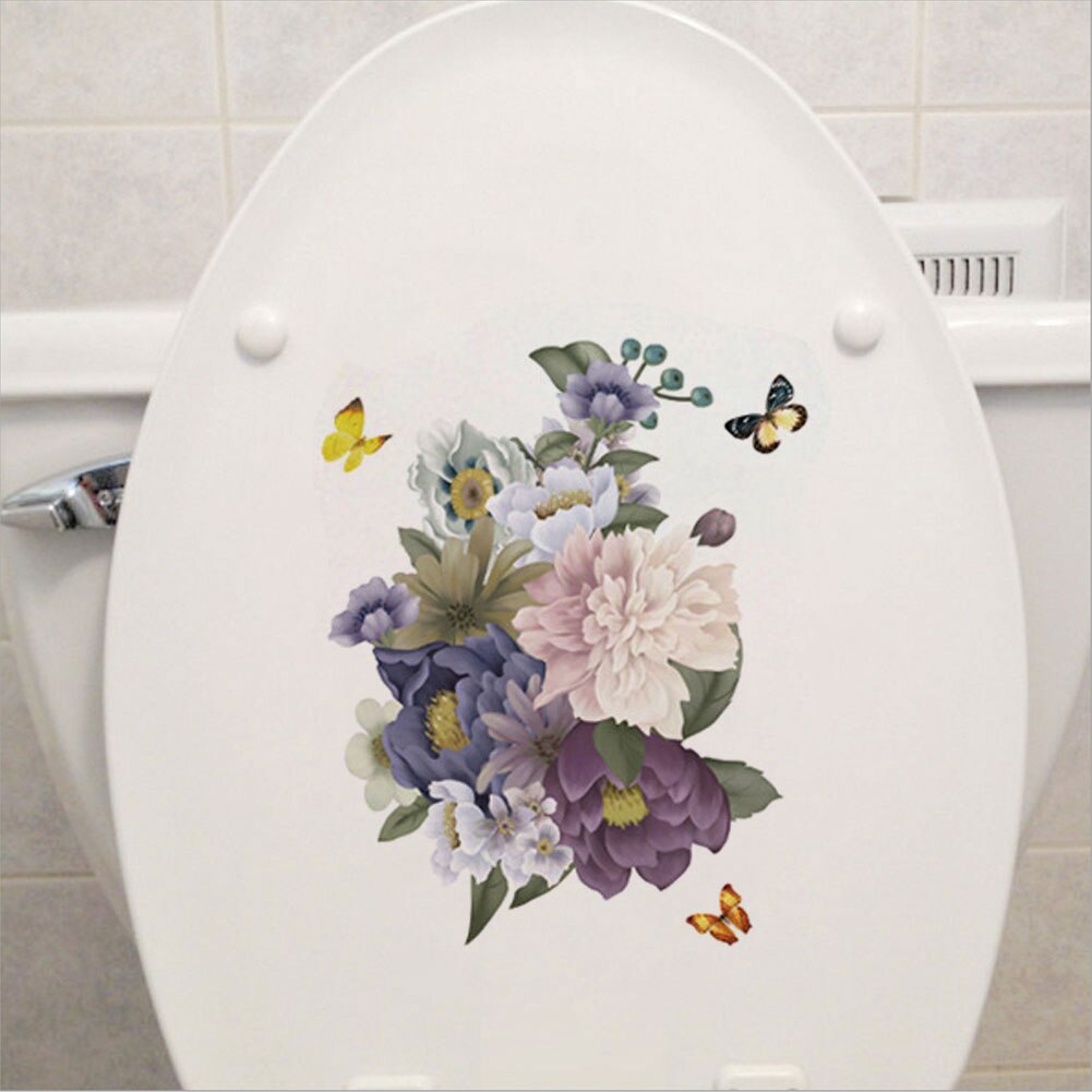 Wc Deksel Sticker Bloem Patroon Vinyl Art Waterdicht Behang Verwijderbare Badkamer Decals WC Toilette Poster Stijl J