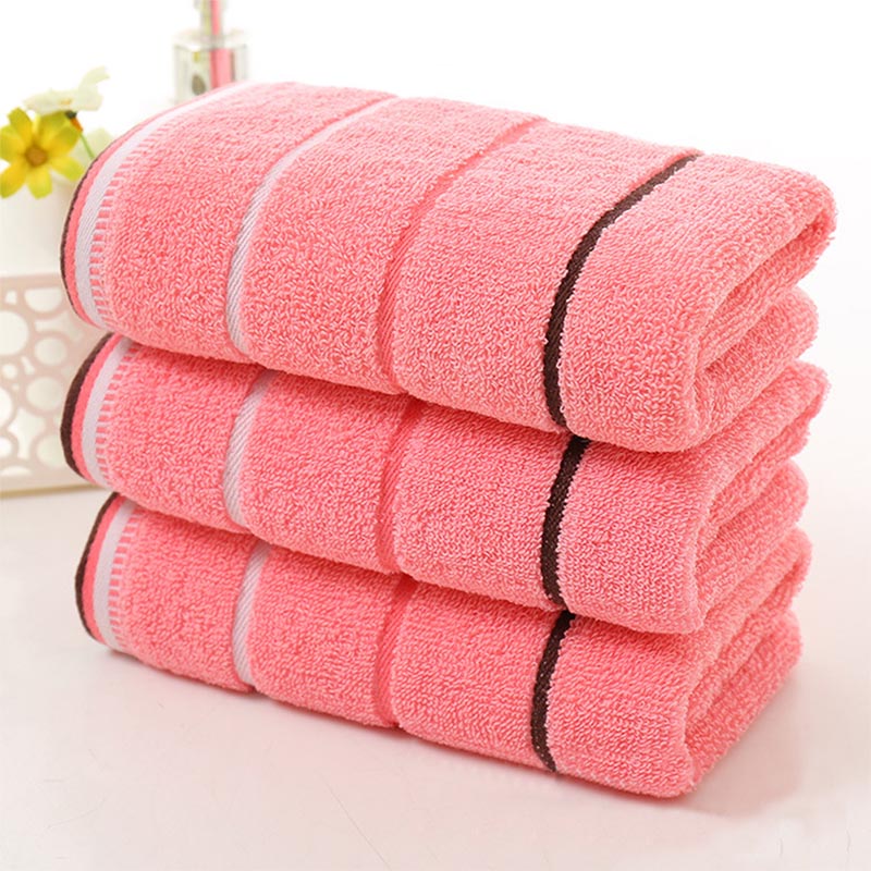 1 stk 34 x 74cm stripete ansiktskluter i myk bomull sterkt vannabsorberende ansiktshåndkle vaskeklut hvit gym sports badehåndklær: Rosa
