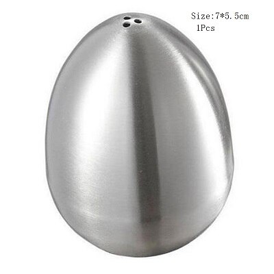 Äggformad kryddburk i rostfritt stål ricin kryddburkar pepparshaker grill saltlåda tandpetare plåt köksredskap: 3 hål -1 st