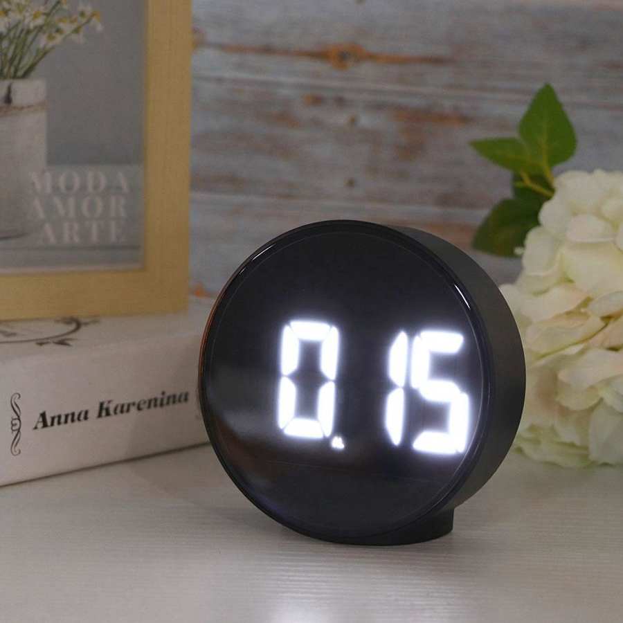 Mirror Digital Bedside LED Smart Alarm Clock Time Temperature Night Mode Clock