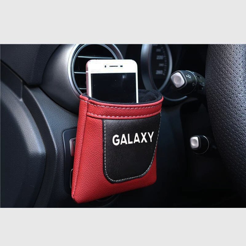 Accesorios de cuero para Ford Galaxy, rejilla de ventilación de coche, almacenamiento ordenado: redwhite