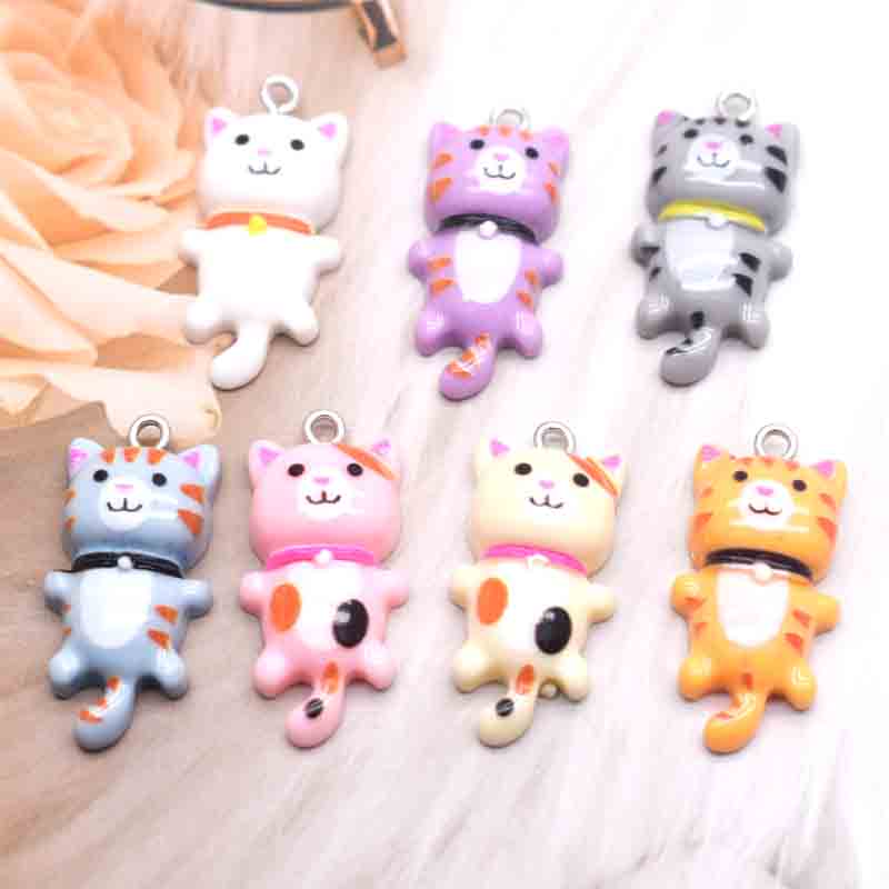 10pcs 15*29mm Cute Cat Flat Back Charms For Pendant DIY Earrings Necklace Jewelry Accessories Finding