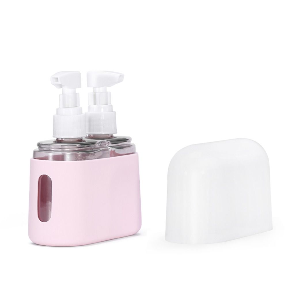 2/3/4 stk. genopfyldelige rejseflasker kombineret shampoo shower lotion dispenser tom sprayflaske kosmetikbeholdere med tragt: Lysegrå