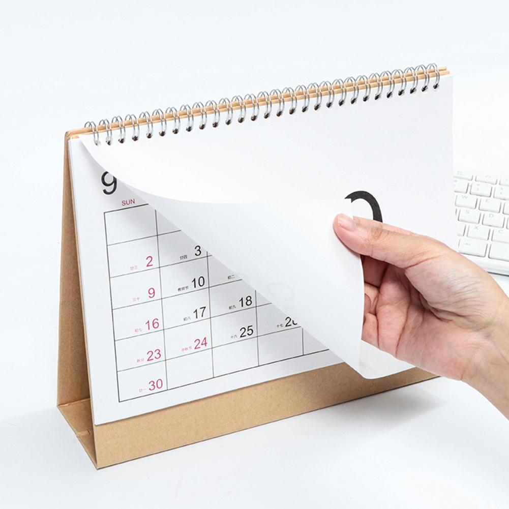 Skrivebordskalender skrivebord stående vend månedlig kalenderårsplan for skole hjemmekontorbord
