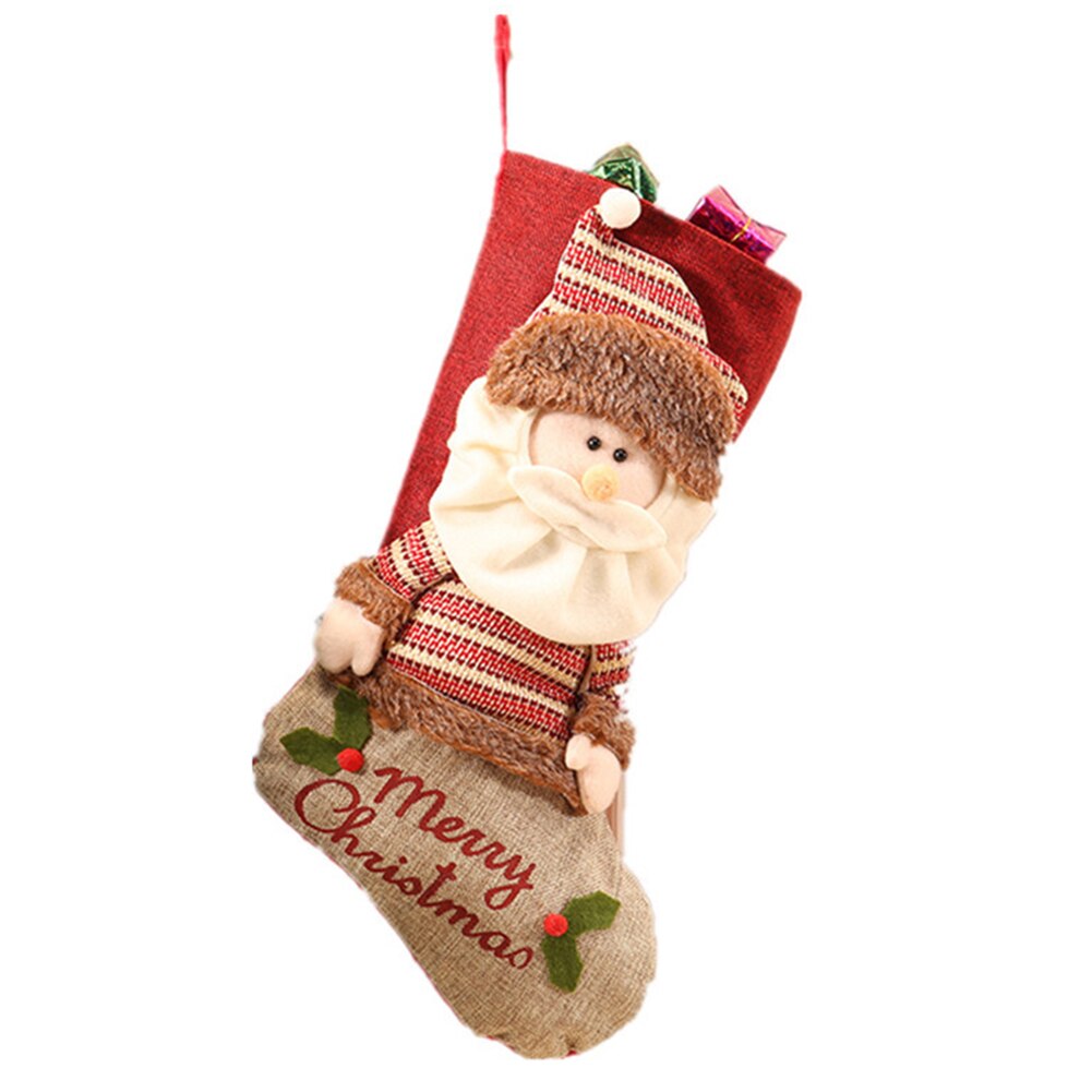 Xmas Accessoires Oude Man Sneeuwpop Kerstsok Bag Hanger Grote Kerst Bag Vilt Hanger Candy Bag: A