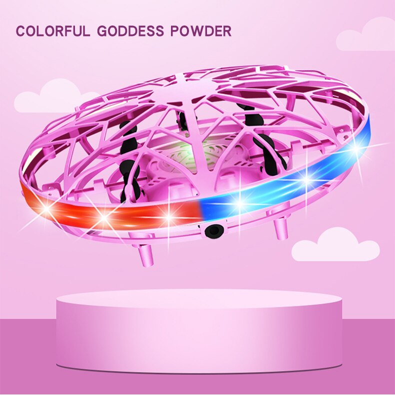 ZK20 Magical Fingertip Flying Ground Amphibious Gyro Levitation Induction Gyro UFO Drone Adult Decompression Toy Kids Toy: no RC pink