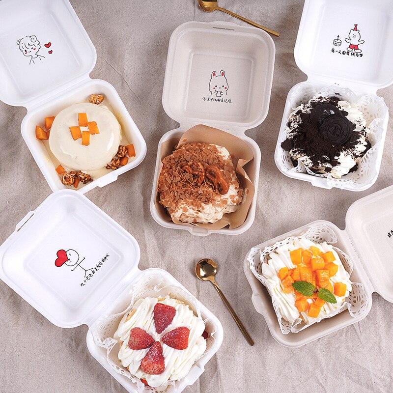 50/80PC Disposable Bento Box Eco-Friendly Lunch Box Bakery Fruit Hamburger Cake Meal Prep Packaging Food Container