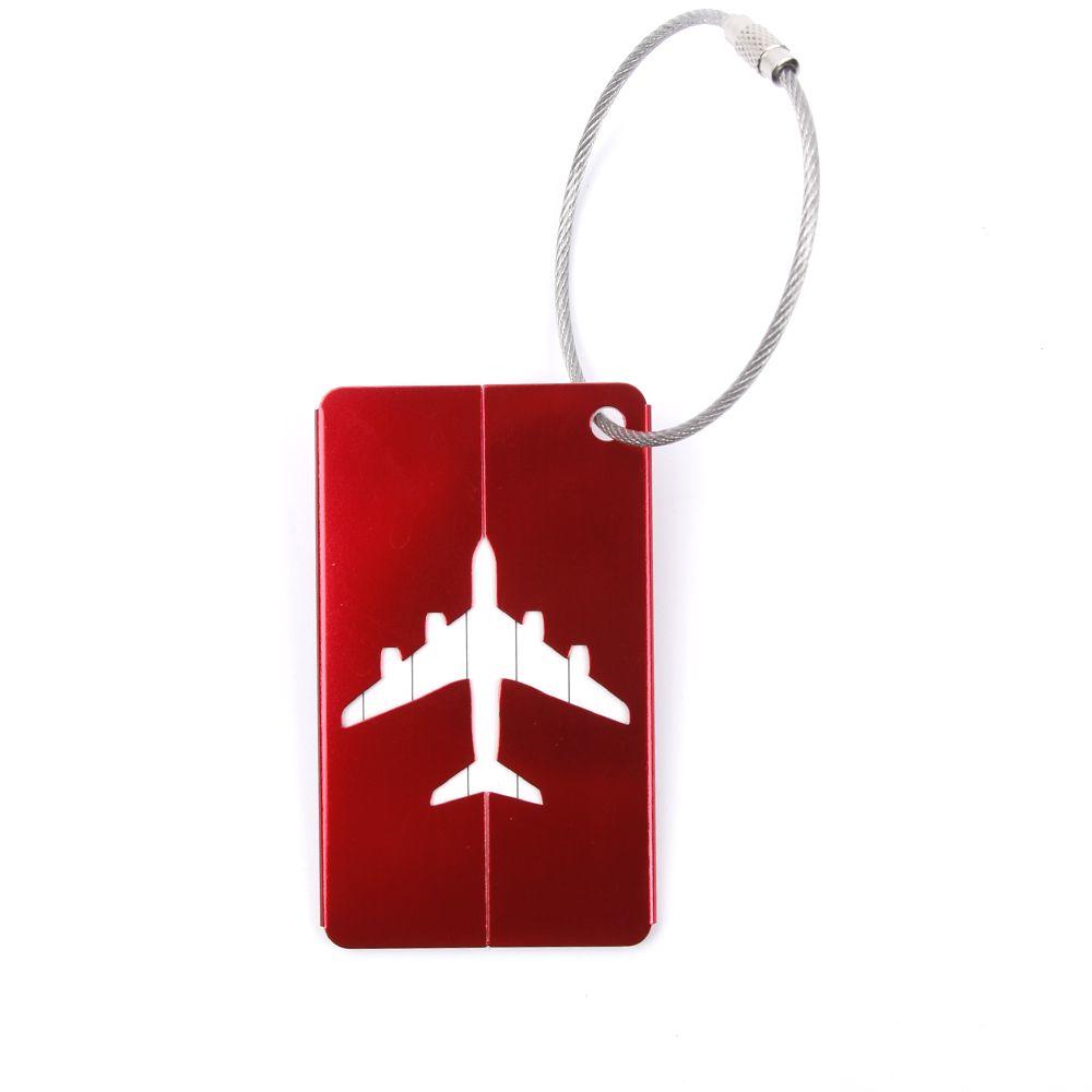 Draagbare Bagage Tags Aluminium Tag Koffer Id Naam Adres Houder Vliegtuig Bagage Boarding Label Kaart Reizen Accessoires: red