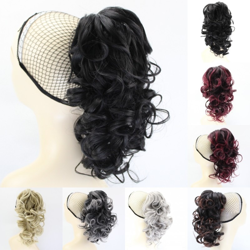 JOY&BEAUTY 12inch Curly High Temperature Fiber Synthetic Hair Pony Tail Hairpiece Clip In Hair Extensions Claw Ponytail 6 color
