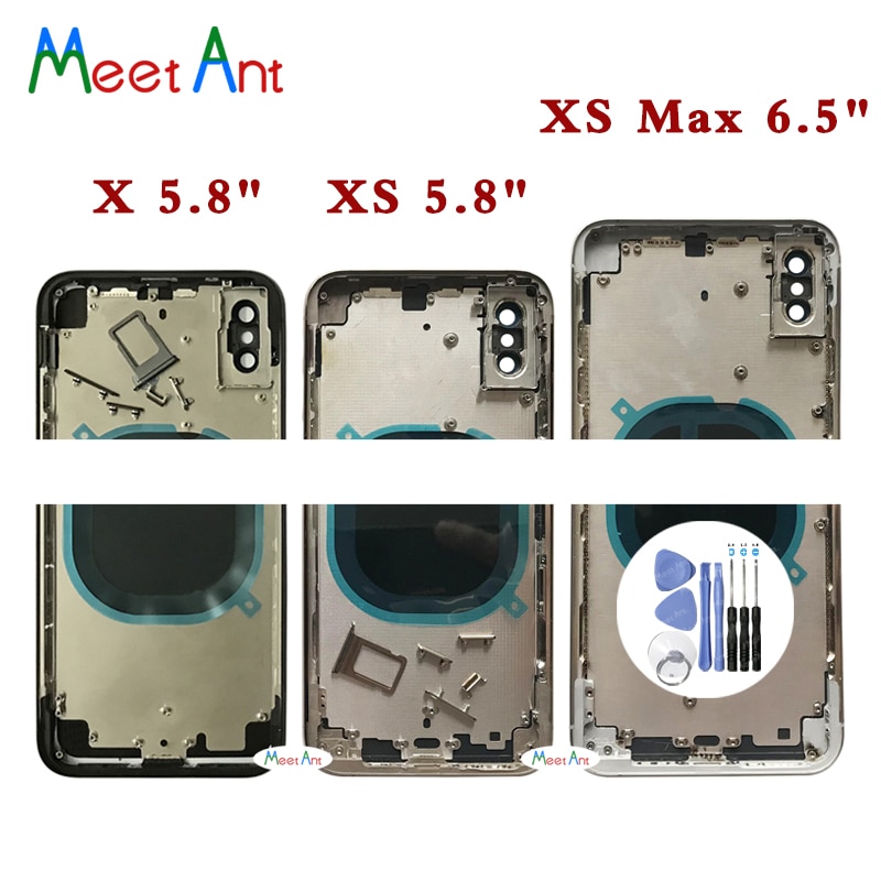 Capa traseira para iphone xs max x xs aaa, tampa traseira, chassi, armação de vidro ce ou sem ce
