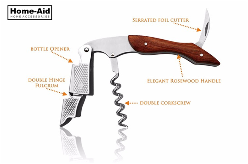 Houten Handvat Professionele Wijn Opener Multifunctionele Draagbare Schroef Corkscrew Wijn Flesopener Kokhulpmiddelen