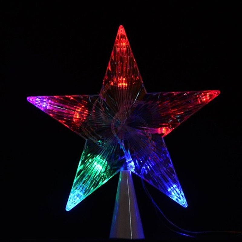 Stor juletræ topper stjernelys lampe flerfarvet dekoration 100-240v stk