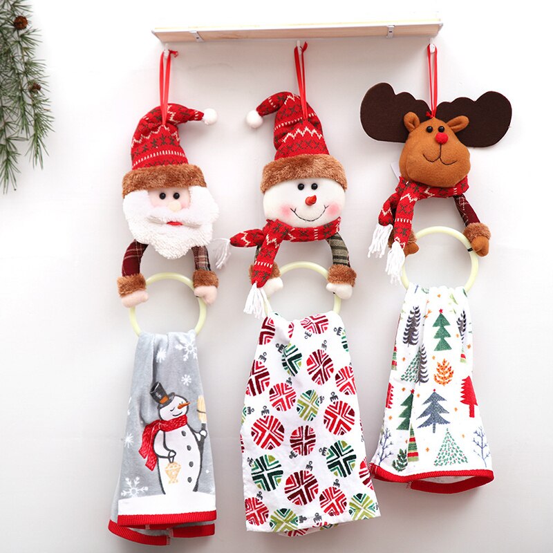 Xmas Servet Opknoping Ring Kerst Klassieke Creativiteit Home Decor Handdoekenrek Elanden Sneeuwpoppen Rag Handdoek Rekken Servet Hanger Ring Leuke