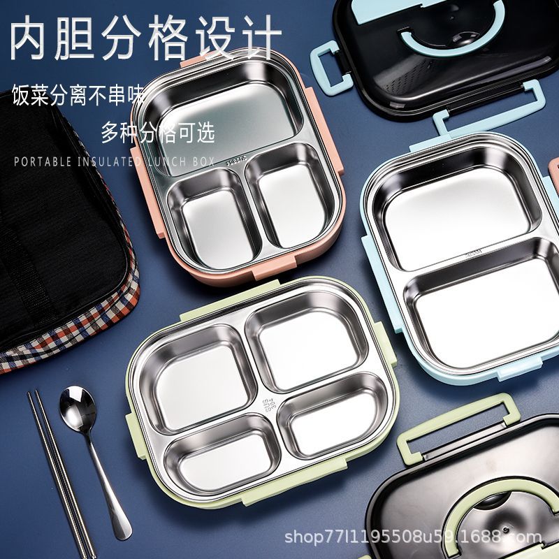 Portable 304 Stainless Steel Insulation Lunch Box reheatable lunch box student office worker's lunch locker lunch box