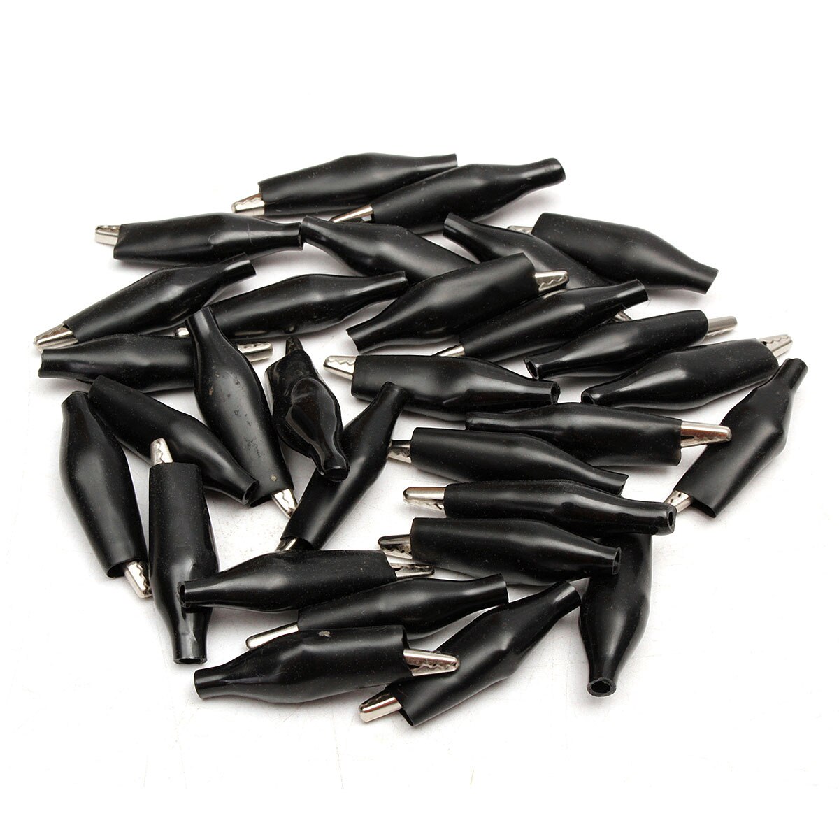 30 stk metalclips gør-det-selv-krokodille elektrisk klemme til test af sondemåler sort med bambuspind plaststøvle